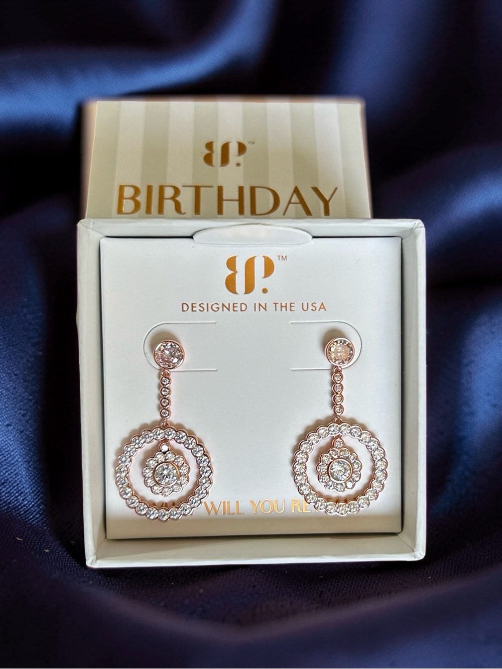 Bomb Party Rare Unicorn Rose Gold Diamond Cubic Zirconia Circle Drop Earrings